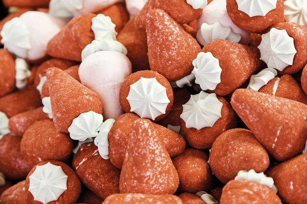 Żelki Truskawkowe Szczegóły Gumy Słodkiej Jedzenia Słodkie Cukrowe — Zdjęcie stockowe