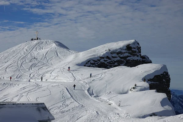 Ski Slopes Diedamskopf Bregenz Forest View Many Snow Capped Mountains — Stock Photo, Image