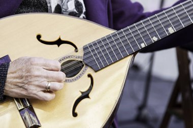 Traditional mandolin, ancient stringed instrument, music clipart