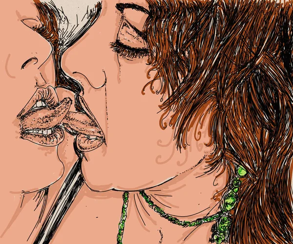 Wektor Ilustracja Para Całowanie — Zdjęcie stockowe