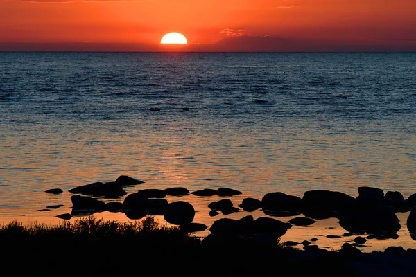 Západ Slunce Pobřeží Baltského Moře Švédsku Gotland — Stock fotografie