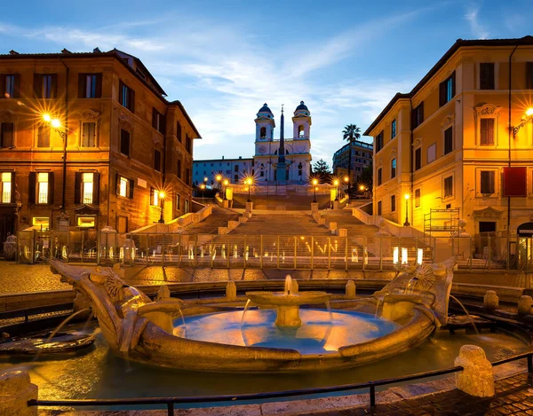 Plaza España Iluminada Roma Amanecer — Foto de Stock