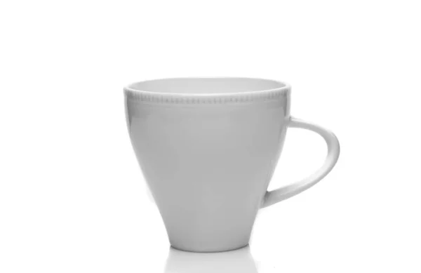 Weiße Gerichte Auf Weißem Hintergrund Eine Teetasse — Stockfoto