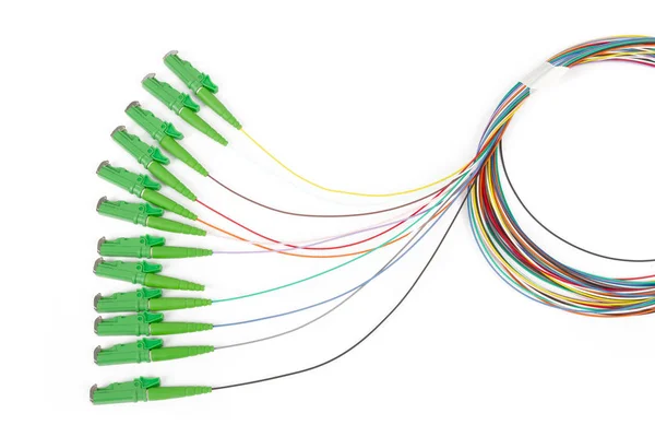 Egyetlen Mód Rajongó Patch Kábel Jumper Zöld Fiber Optikai Connector — Stock Fotó