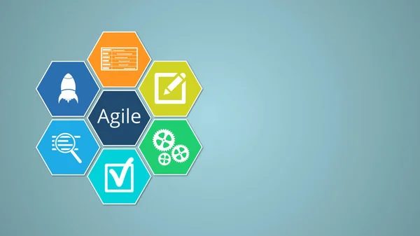 Agile Project Management Grafiek Gemaakt Met Zeshoeken Kopie Ruimte — Stockfoto