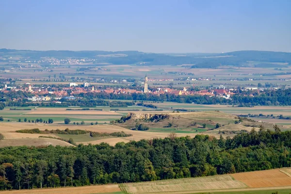 Pohled Město Noerdlingen Německu Večer Létě — Stock fotografie