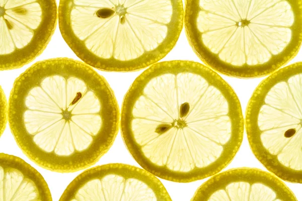 Bok Boku Plátky Citronu Jsou Osvětleny Zdola — Stock fotografie