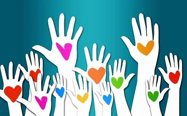 Hand Held Heart Symbol Charity Ideas Rendering — Stock Photo, Image