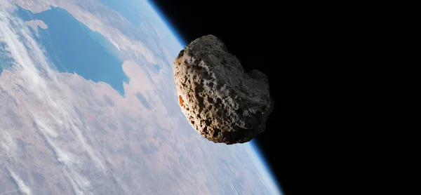 Caduta Del Meteorite Dallo Spazio Pianeta Terra — Foto Stock