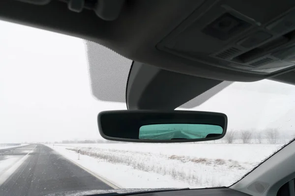 stock image Image of a driving mirror of a car in winter