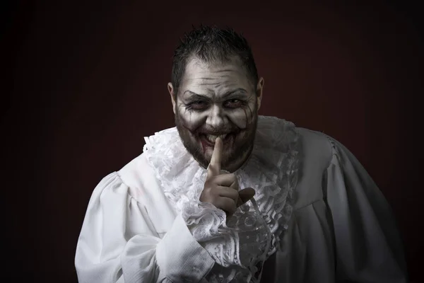 Portret Van Een Enge Boze Clown Studio Shot Met Verschrikkelijk — Stockfoto