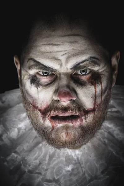 Portrait Scary Evil Clown Studio Shot Horrible Face Art — Stock Photo, Image