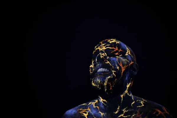 Retrato Conceptual Hombre Pintado Colores Fluorescentes Parece Lava Neón — Foto de Stock