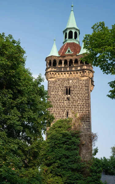 Turm Der Historischen Stadtmauer Von Quedlinburg Deutschland Europa — Stockfoto