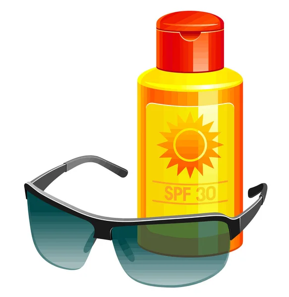 Zonnebril Sunblock Crème Buitenzonwering Illustratie — Stockfoto