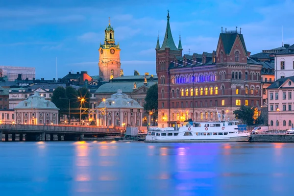 Piękny Widok Gamla Stan Katedra Sztokholmie Starym Mieście Sztokholmie Nocy — Zdjęcie stockowe