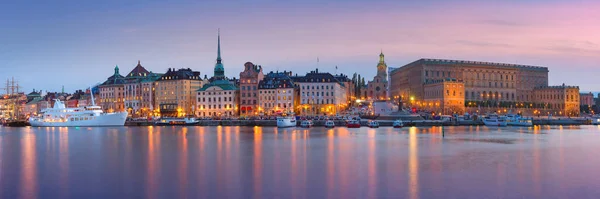 Malowniczą Panoramę Gamla Stan Starym Mieście Sztokholmie Podczas Godziny Rano — Zdjęcie stockowe
