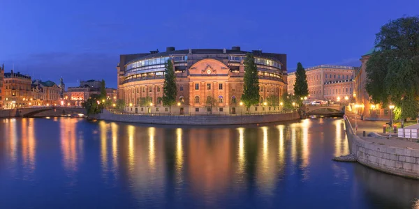 West View Riksdagshuset Gamla Stan Natten Stockholm Sveriges Huvudstad — Stockfoto
