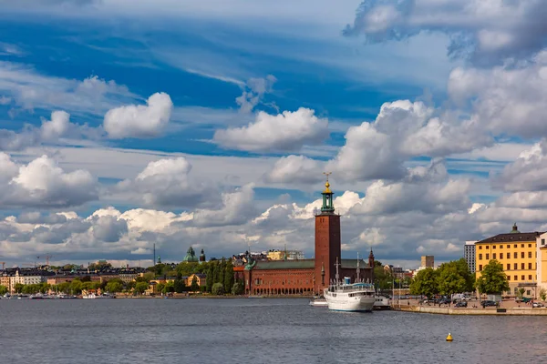 Scenic Summer Aerial View Stockholm City Hall Stadshuset Old Town — Stock Photo, Image