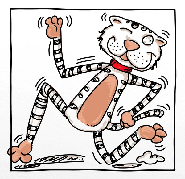 Cat Striped Smiling Humorist Mascot All Boys Adults Children Humanized — Stock fotografie