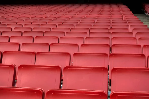 Fila Asiento Rojo Vacío Estadio Fútbol —  Fotos de Stock