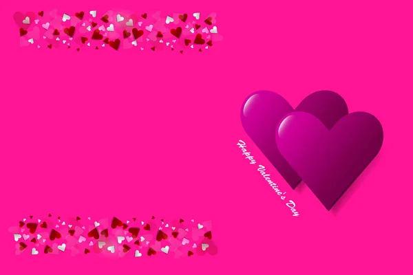 矢量上的爱的主题显示两个粉红色的心在右侧的向量 许多小心脏都在左边 有一个自由的地方准备你的文字 都是在一个时髦的粉红色背景 — 图库照片