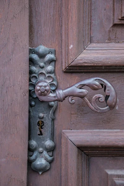 Mango Puerta Hierro Una Vieja Puerta Edificio Histórico — Foto de Stock