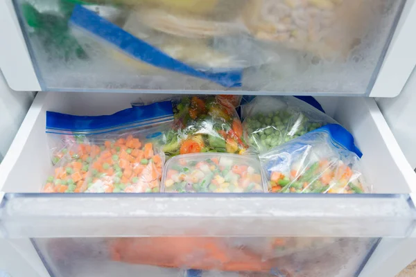 Frozen Vegetables Plastic Bag Healthy Food Storage Concept — Stock Photo, Image