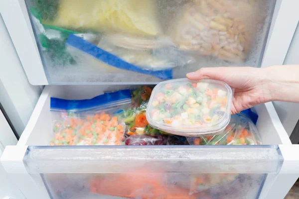 Frozen Vegetables Plastic Bag Healthy Food Storage Concept — Stock Photo, Image