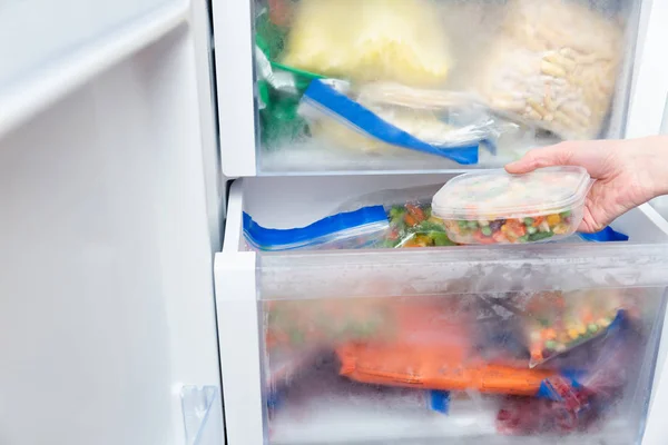 Frozen Vegetables Plastic Bag Healthy Food Storage Concept — Stock Photo, Image