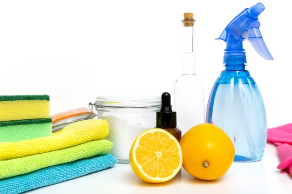 Eco Friendly Natural Cleaners Cleaning Products Homemade Green Cleaning — Stock Photo, Image