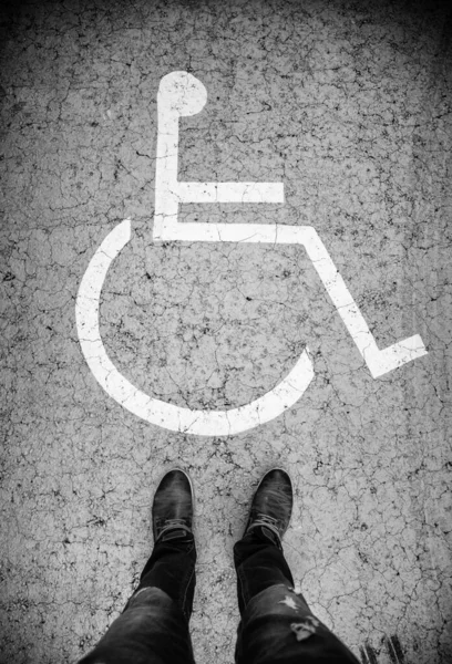 Señal Inhabilitación Asfalto Detalles Acceso Para Los Discapacitados —  Fotos de Stock
