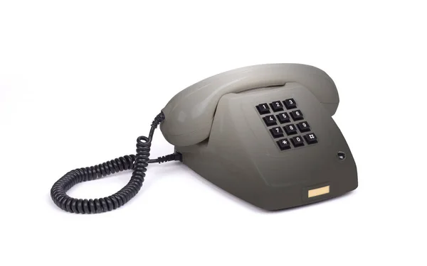 Vintage Šedý Telefon Bílým Pozadím — Stock fotografie