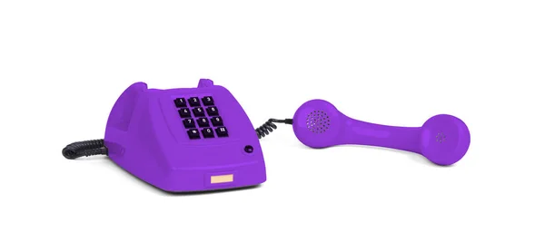 Teléfono Púrpura Vintage Con Fondo Blanco — Foto de Stock