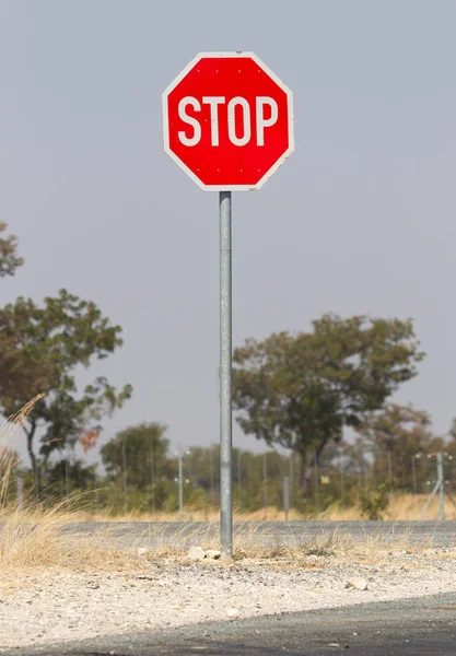 Stop Sign Berma Estrada Namíbia — Fotografia de Stock