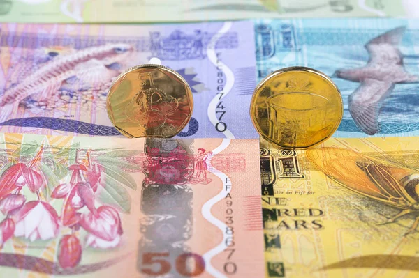 Долар Фіджі Монети Тлі Банкнот — стокове фото