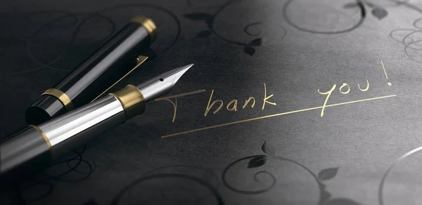 黒の背景にグラティ男のメッセージの3Dイラスト 黄金の文字で書いてくれてありがとう — ストック写真
