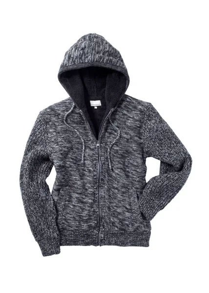 Hooded Jacket Cotton Gray Isolated White — Stock Photo, Image