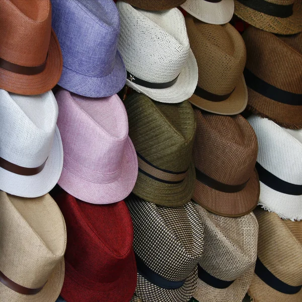 straw hats on white background