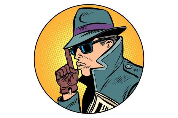 Spy Secret Agent Finger Gun Gesture Comic Cartoon Pop Art — Stock Photo, Image