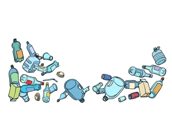 Πλαστικά Απόβλητα Οικολογίας Και Ανακύκλωσης Pop Art Εικονογράφηση Διάνυσμα Ρετρό — Φωτογραφία Αρχείου