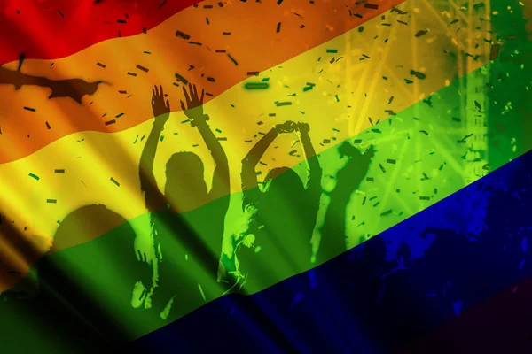 Desfile Gays Lésbicas Com Bandeira Arco Íris — Fotografia de Stock