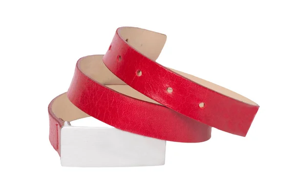 Cinturón Cuero Aislado Elegante Cinturón Cuero Laminado Rojo Elegante Femenino —  Fotos de Stock