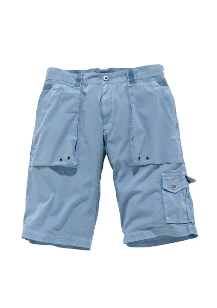 Shorts Estilo Carga Azul Isolado Branco — Fotografia de Stock