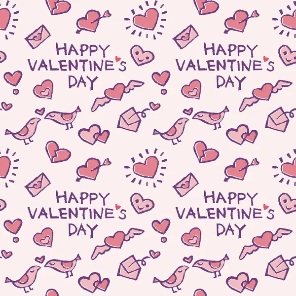 Background Pattern Valentine Elements Hearts Love Letters Birds Light Pink — Stock Photo, Image