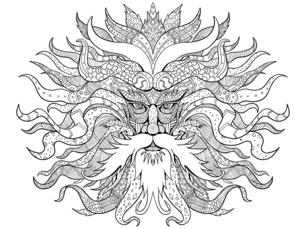 Ilustrasi Gaya Mandala Kepala Helios Dewa Dan Personifikasi Matahari Dalam — Stok Foto