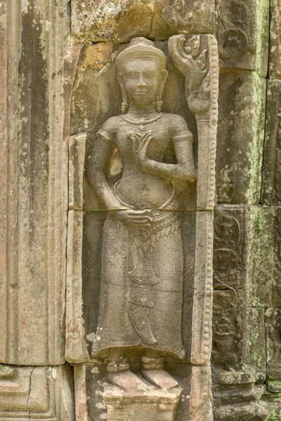 Bas Relief Standing Woman Temple Wall — Stock Photo, Image