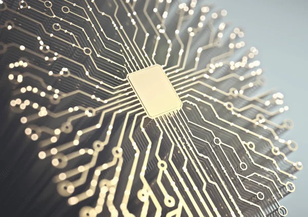 Artificial Intelligence Microchip Brain Shaped Connections Electric Pulses Binary Codes — Stock Photo, Image