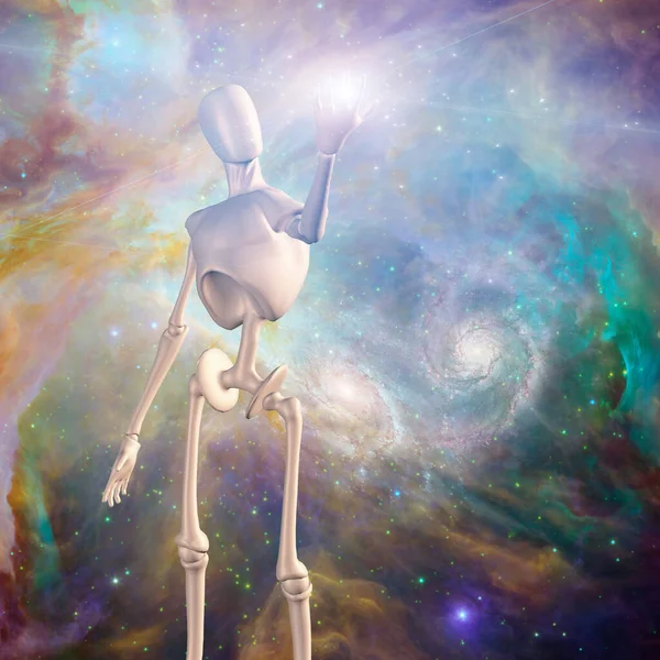 Робот Дальний Космос Красочная Вселенная Галактиками Туманностями — стоковое фото