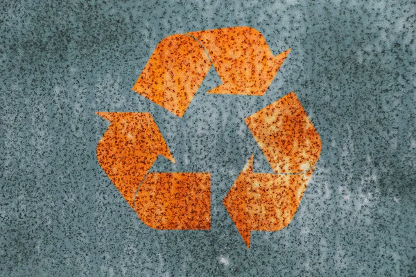 Rust Stained Corroded Metal Surface Grunge Recycling Logo Icon — Stock Photo, Image